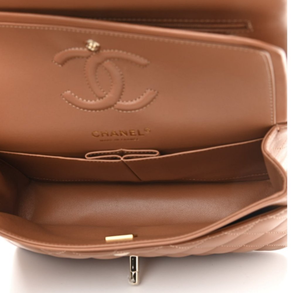 NEW Chanel Lambskin Quilted Small Classic Flap in Caramel 22S * unicorn * - Picture 3 of 10